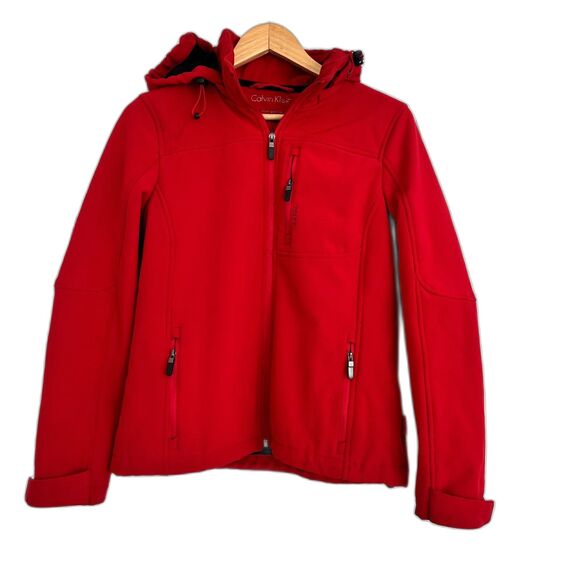 Calvin Klein Thermal Softshell Hoodie Jacket Performance Women's Size M Red - Picture 1 of 7